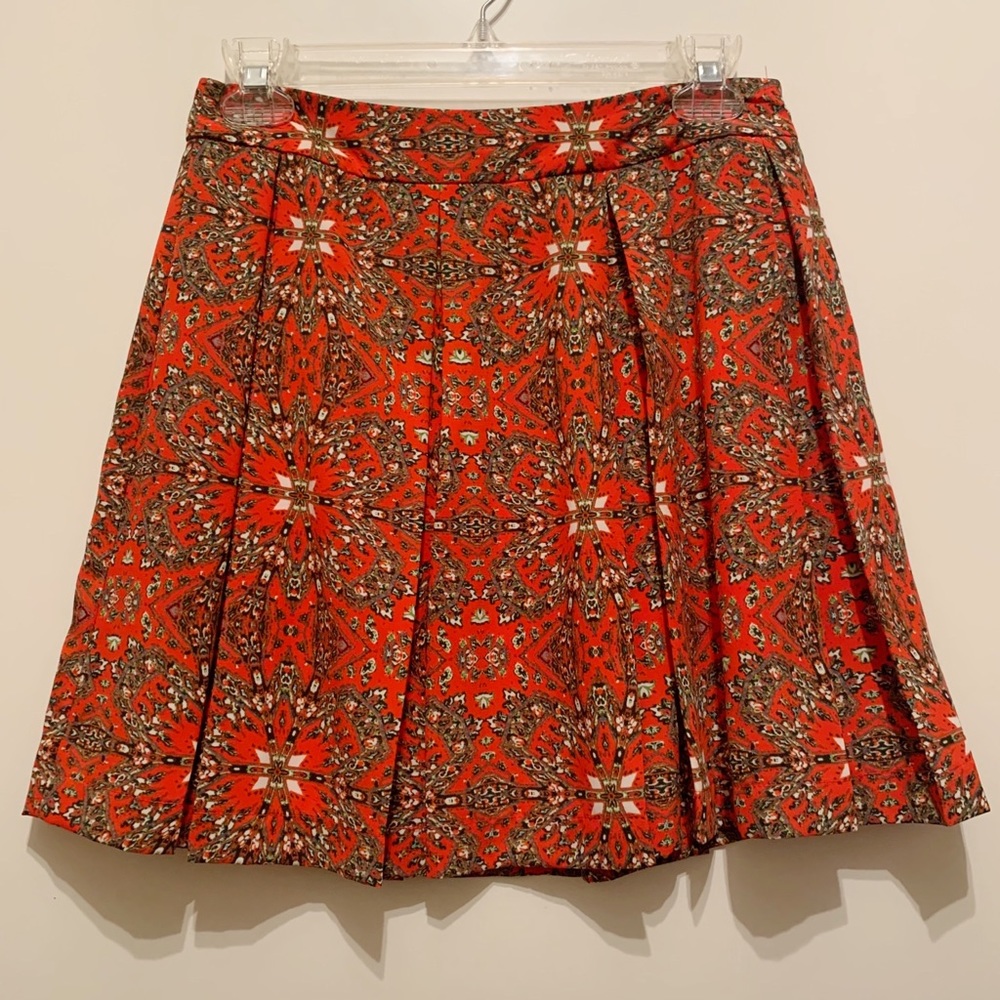 Collective Concepts Red Print Box Pleat Mini Skirt